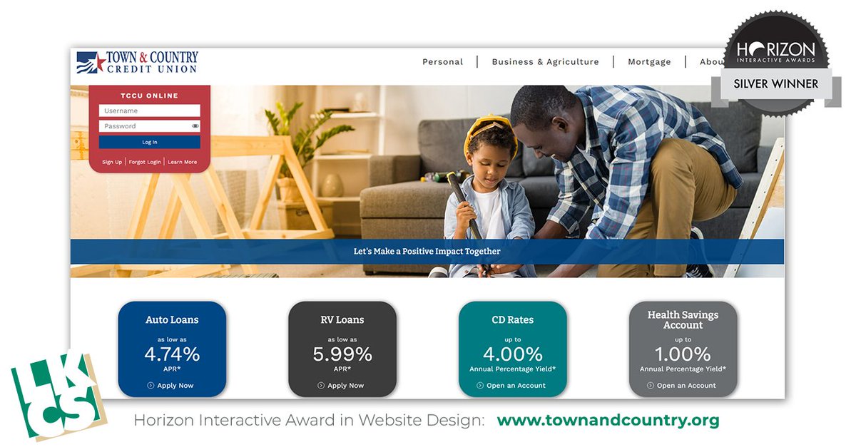 Wow! We're proud to have received a Silver Award from <a href="/HorizonAwards/">Horizon Awards</a> for our website design for Town &amp; Country Credit Union. Congratulations to lead designer Tom Quesse and the team behind this amazing website! lkcs.co/3TVO6a0
