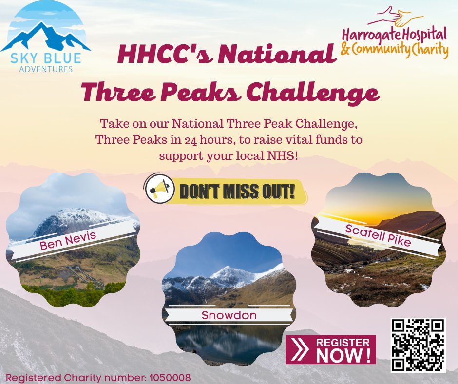 Are you ready for a challenge?  Climb the highest mountains in Scotland, England and Wales, whilst raising invaluable funds for your local NHS.

Click here to sign up - hhcc.co.uk/national-three…