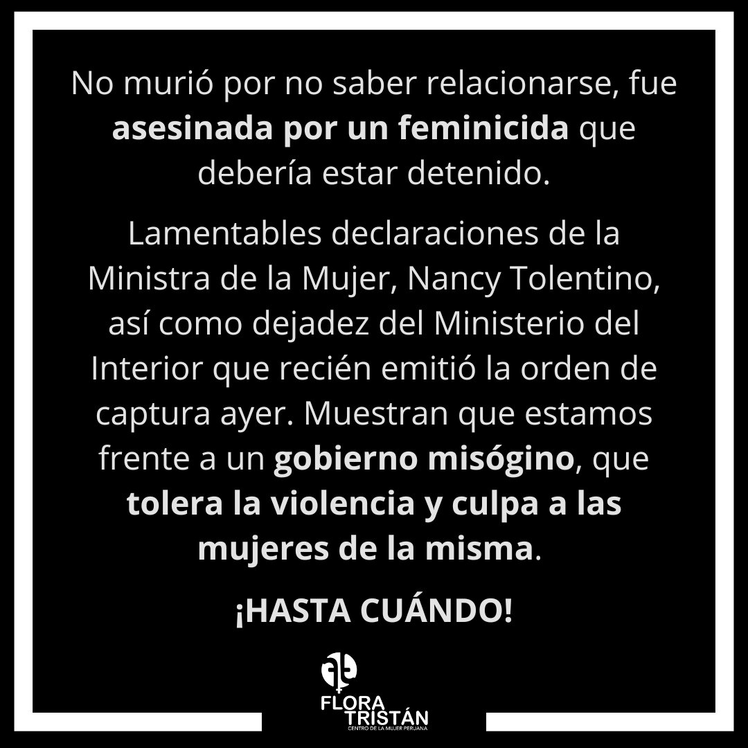 No murió por no saber relacionarse, fue asesinada por un feminicida que debería estar detenido. Estamos frente a un gobierno misógino, que tolera la violencia y culpa a las mujeres de la misma. 

¡Hasta cuándo!