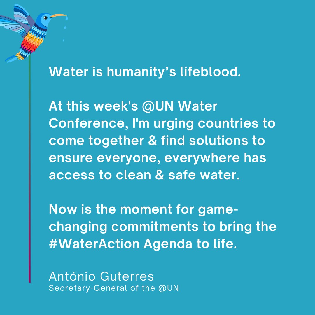 drinkablews's tweet photo. Let's hear @antonioguterres' statement about the UN Water Conference 2023 and #wateraction.
#Drinkable #Unwaterconference #testyourwater #sdg6 https://t.co/WfWUMzwP6g