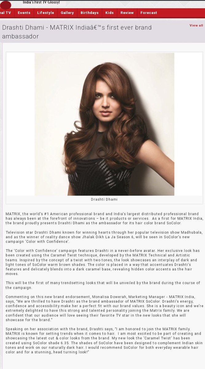 thenameisanno's tweet photo. Not to brag , but π
#DrashtiDhami was 1st ever Indian brand Ambassador of American leading hair colour #MatrixIndia https://t.co/P8qKyRI9Ao