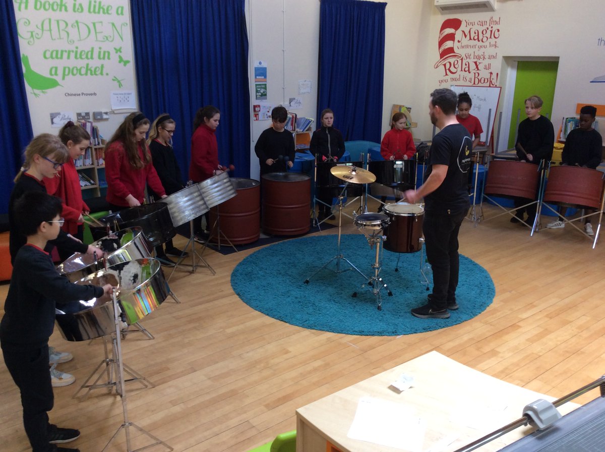 PerryHallOrp's tweet photo. The calypso sounds of the Caribbean came to Perry Hall today as Year 6 made their own melodies in a steel pan workshop - Fabulous! https://t.co/cqlRvYYo9F
