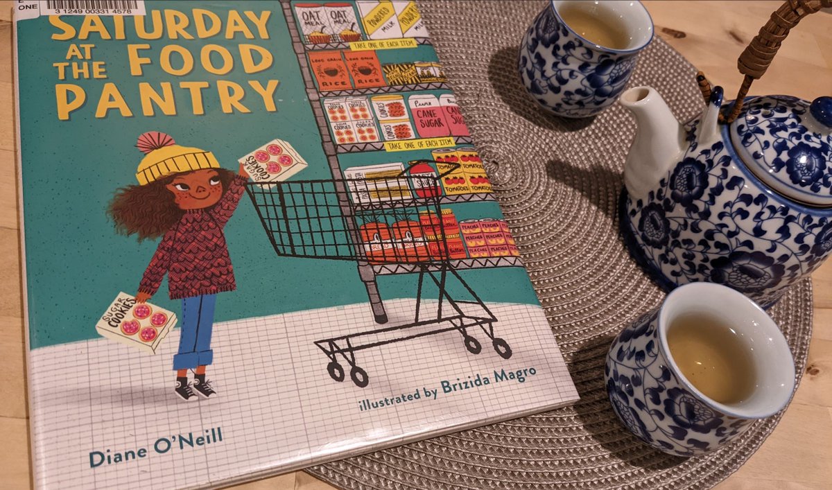 At our latest bedtime books & tea we read SATURDAY AT THE FOOD PANTRY by @DianeMary3, illus. by @BrizidaMagro! 

What a beautiful, heartwarming story about one family's experience at a food pantry. ❤️ 

#amreading #kidlit #BookRecommendation