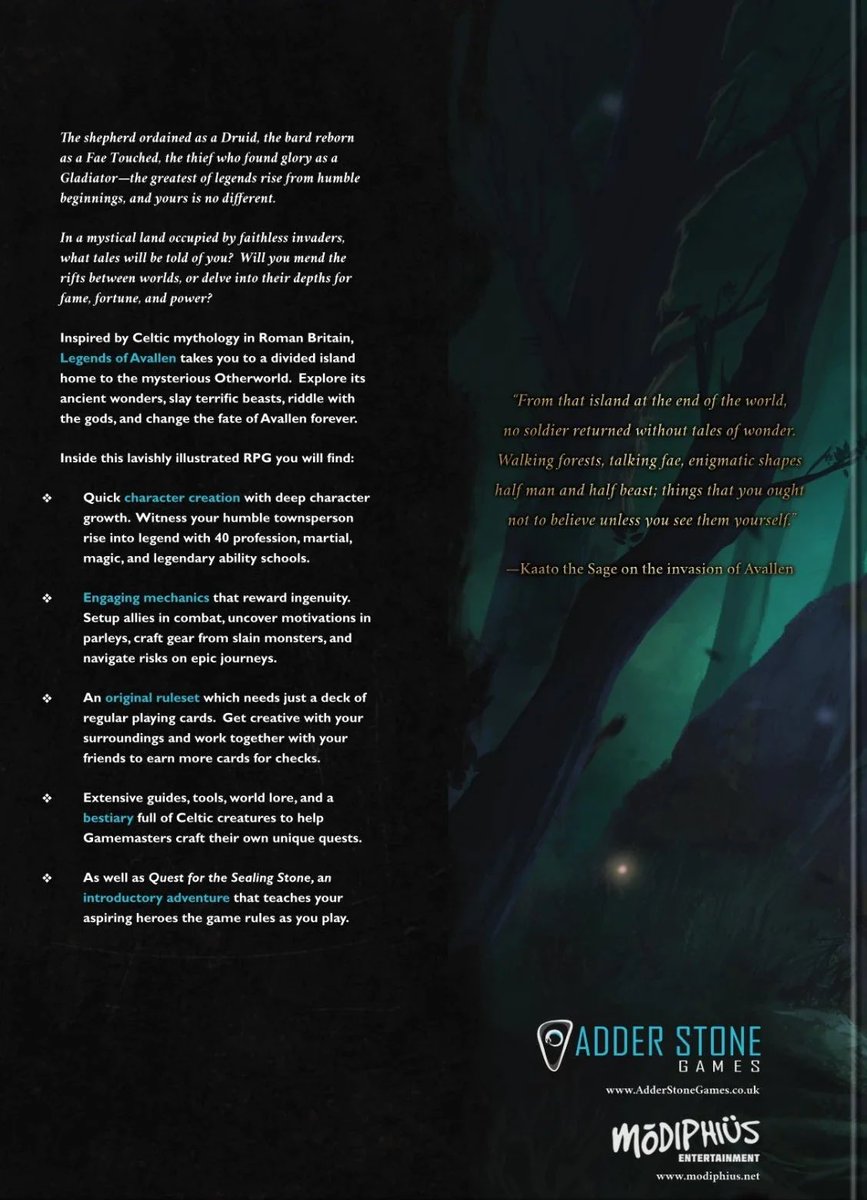 NRMbooks's tweet photo. Legends of Avallen - Core Rulebook at https://t.co/ipB65dWdk0
Use coupon code: nrmbooks for 10% off your entire purchase!
#legendsofavallen #dnd #celtic #tabletoprpg #rpg #tabletop #nrmbooks #ttrpg #roleplaying #modiphius #roleplayinggame #tabletopgames #games #tabletopgaming https://t.co/ZIx7rGq9On
