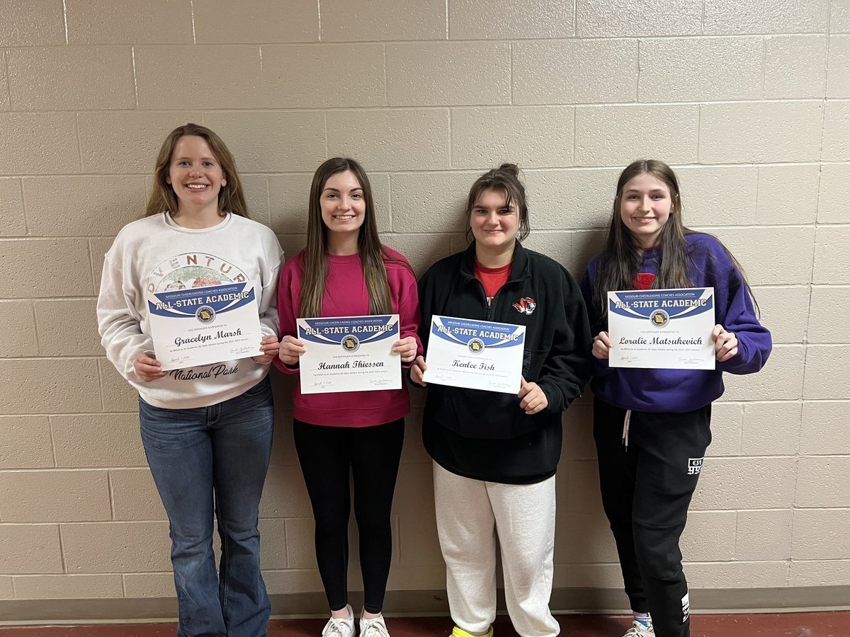 mommacoffee4's tweet photo. Congratulations to these athletes for making MCCA Academic All State! 
Gracelyn Marsh Sr., Hannah Thiessen Sr., Kenlee Fish Soph., Loralie Matsukevich Soph., (not pictured Abbie Mertz Jr.) @PlattsburgHS https://t.co/9qSLcjatiK