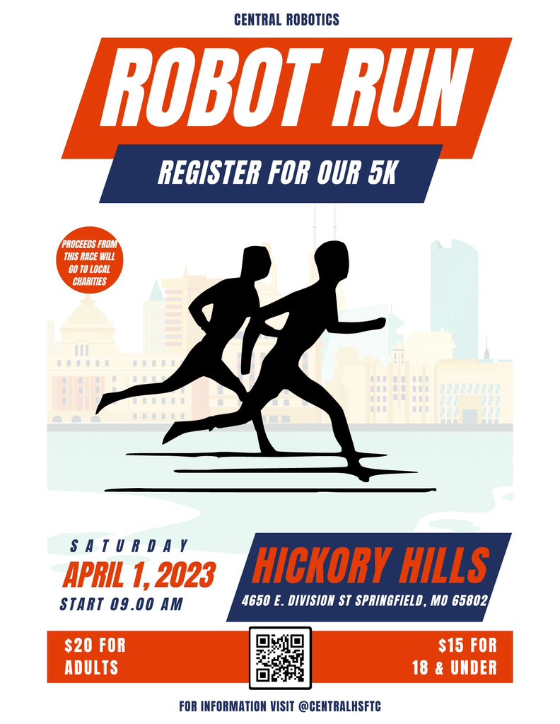 Come join us for the Central Robotics Robot Run on April 1st! Sign up using the QR code in the flyer! <a href="/Foundation4SPS/">Foundation for SPS</a> <a href="/officialSPS/">Springfield Public Schools</a> <a href="/BCFO/">BCFO</a> @movingamputees