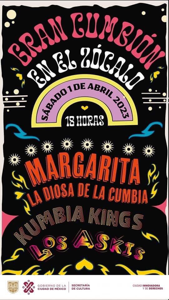 Uff. Un pinshi cumbión bien loco. 
Llega a la #CDMX Gran Cumbión en el Zócalo.

🗓️: 1 de Abril 2023
📍: Zócalo Capitalino CDMX
💵: Gratis 
⏰: 18:00hrs

#RadioSinLema