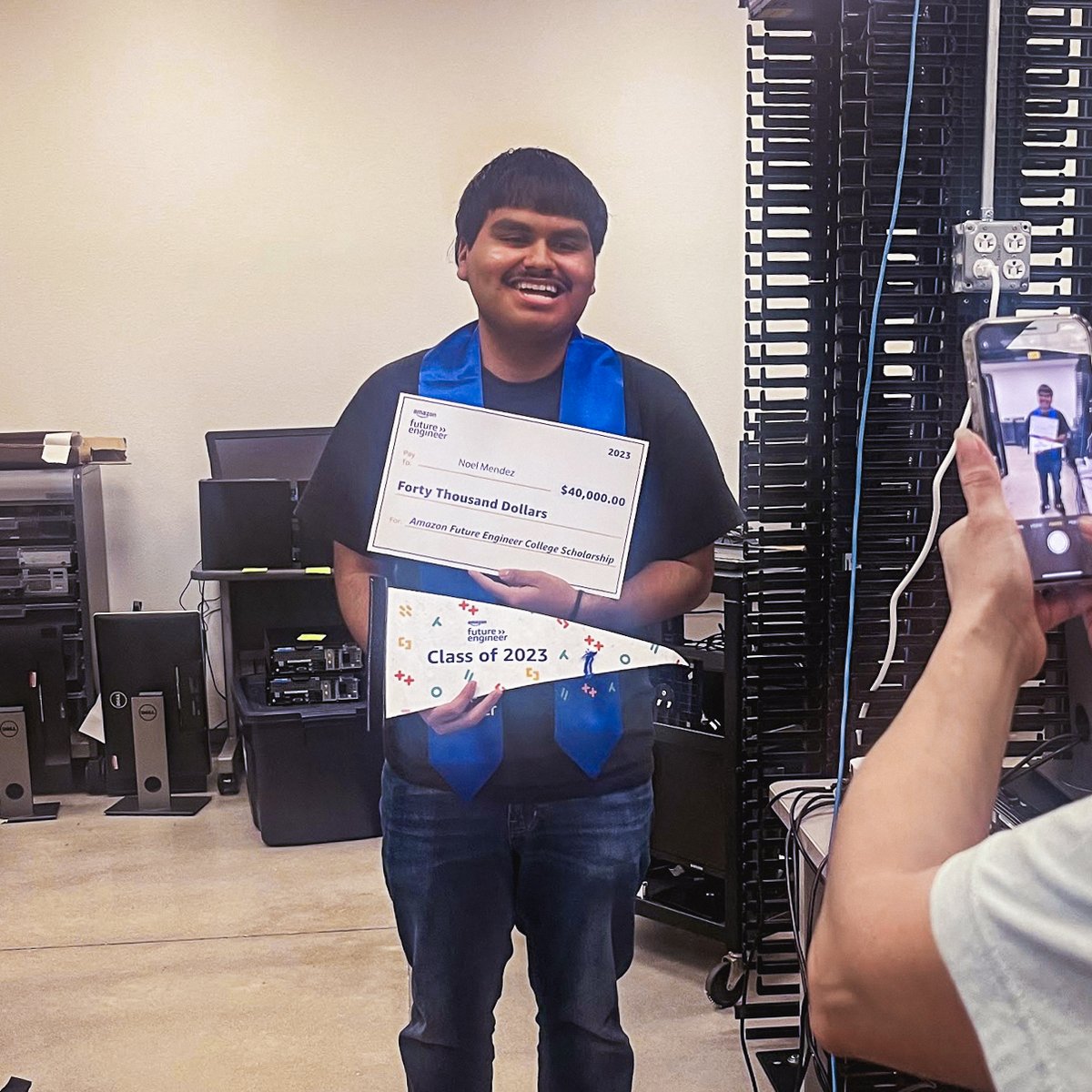DelValleISD's tweet photo. We want to congratulate Noel Mendez as he was awarded two major scholarships, one from Dell for $20,000 and the other from Amazon for $40,000 as part of their Future Engineer College Scholarship!!! An incredible accomplishment! Congratulations, Noel! https://t.co/6lxlCFz4xb