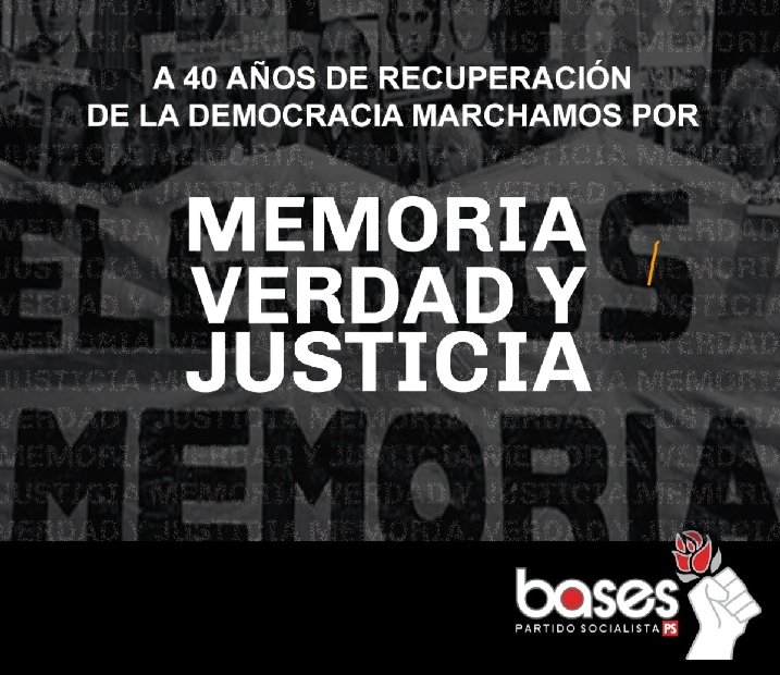 BasesPS1's tweet photo. A 40 años de la recuperación democrática y ante un nuevo aniversario del golpe cívico-militar más sangriento de nuestra historia, reafirmamos nuestro compromiso con la democracia. 👇 https://t.co/tlZ4DMKEoD