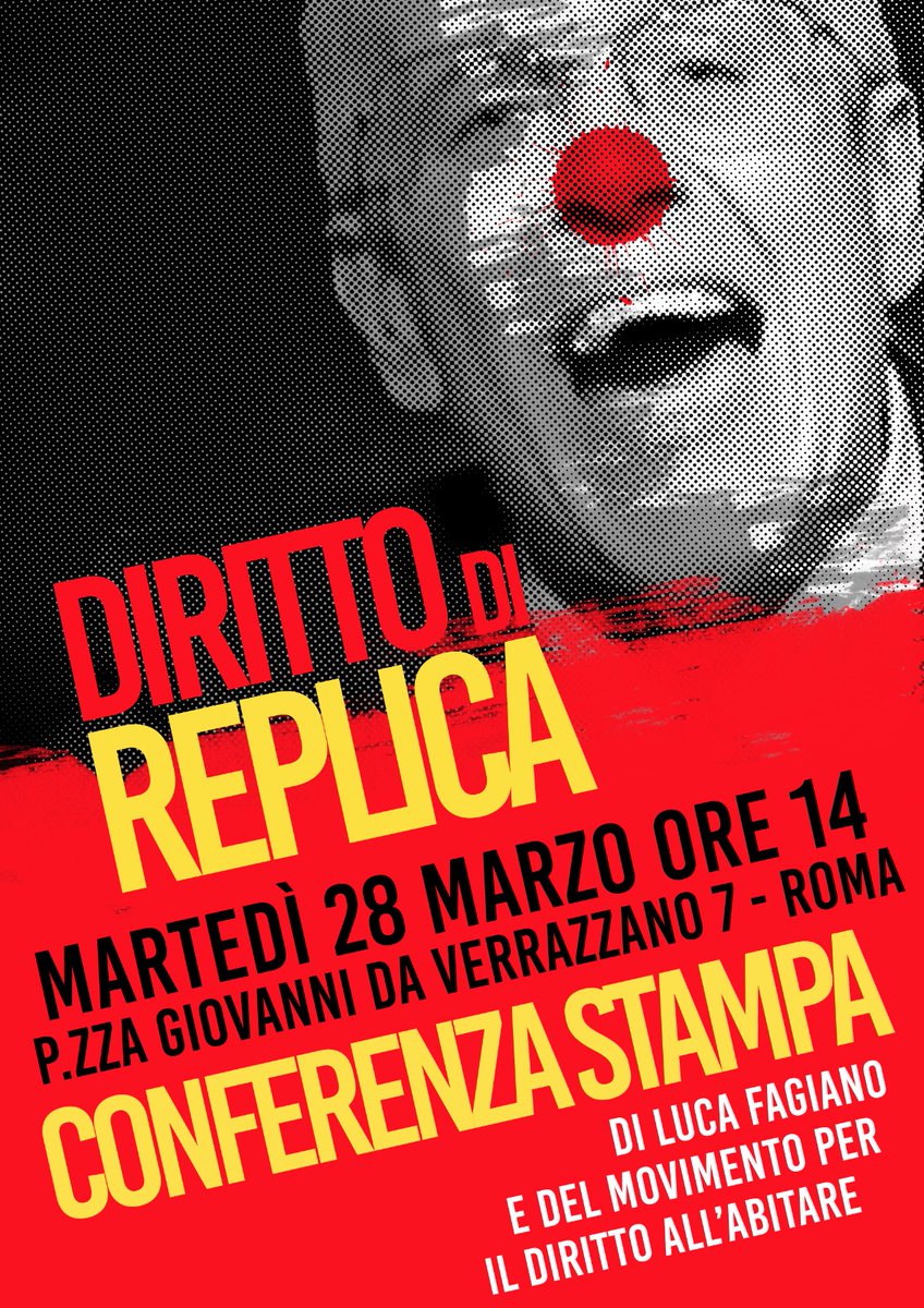 DIRITTO DI REPLICA 

Martedì 28 marzo ore 14 CONFERENZA STAMPA di Luca Fagiano, del Movimento per il diritto all'abitare e di As.I.A

Piazza Giovanni da Verrazzano 7 - davanti al Dipartimento politiche abitative

👇
m.facebook.com/story.php?stor…