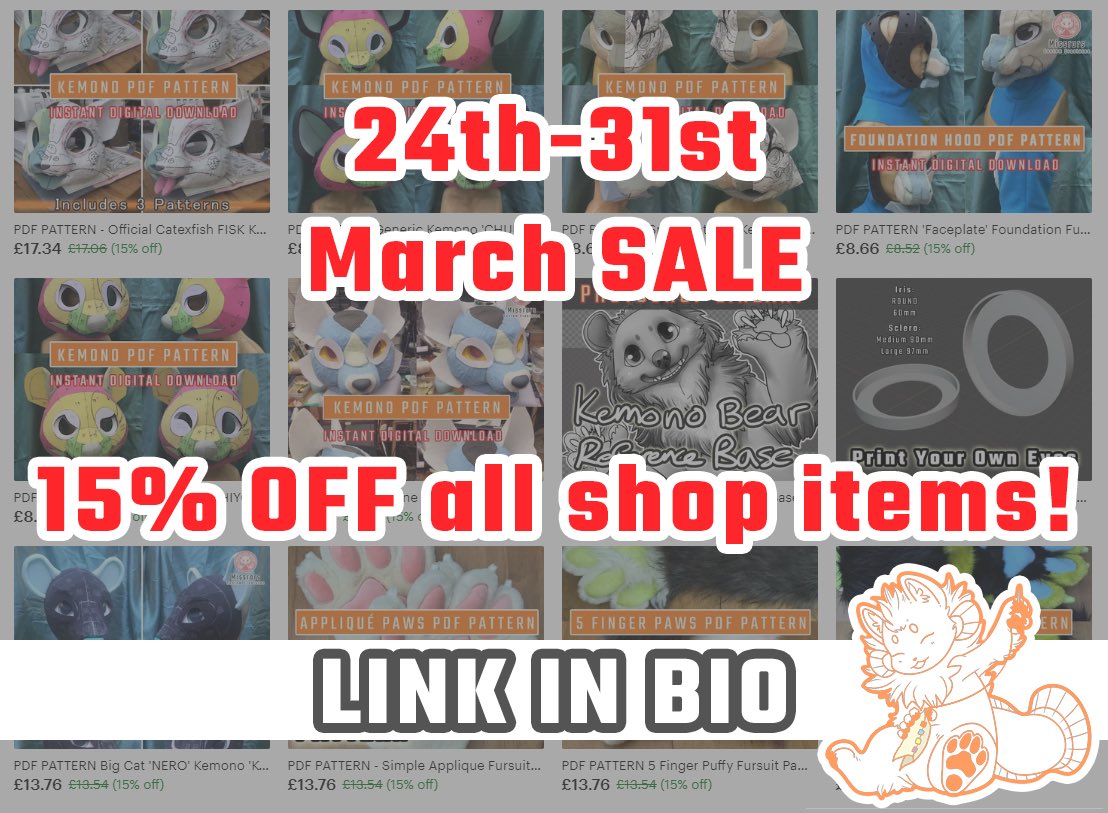 Missrars's tweet photo. So guess what silly cookie forgot to make the yearly event Live?? 

PDF head bases, paws and more! Snag em now ✨

#fursuitmaking #kemono #fursuitwip #furryfandom #fursuit #kemonofursuit #kFusion #pdf https://t.co/BSaJLT4c2q
