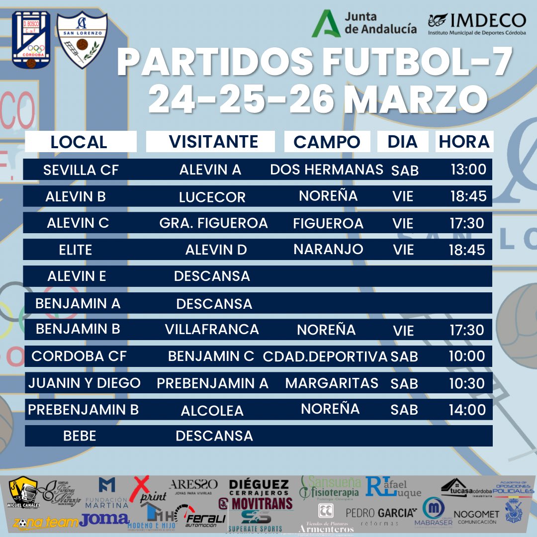 don_bosco_cf's tweet photo. ⚽️Para disfrutar a tope del buen tiempo ☀️os dejamos por aquí los partidos de este fin de semana
Suerte a todos los equipos 
Vamos blanquiazules 🤍💙
#DBCF
#SanLorenzo https://t.co/nt1iv6xIzo