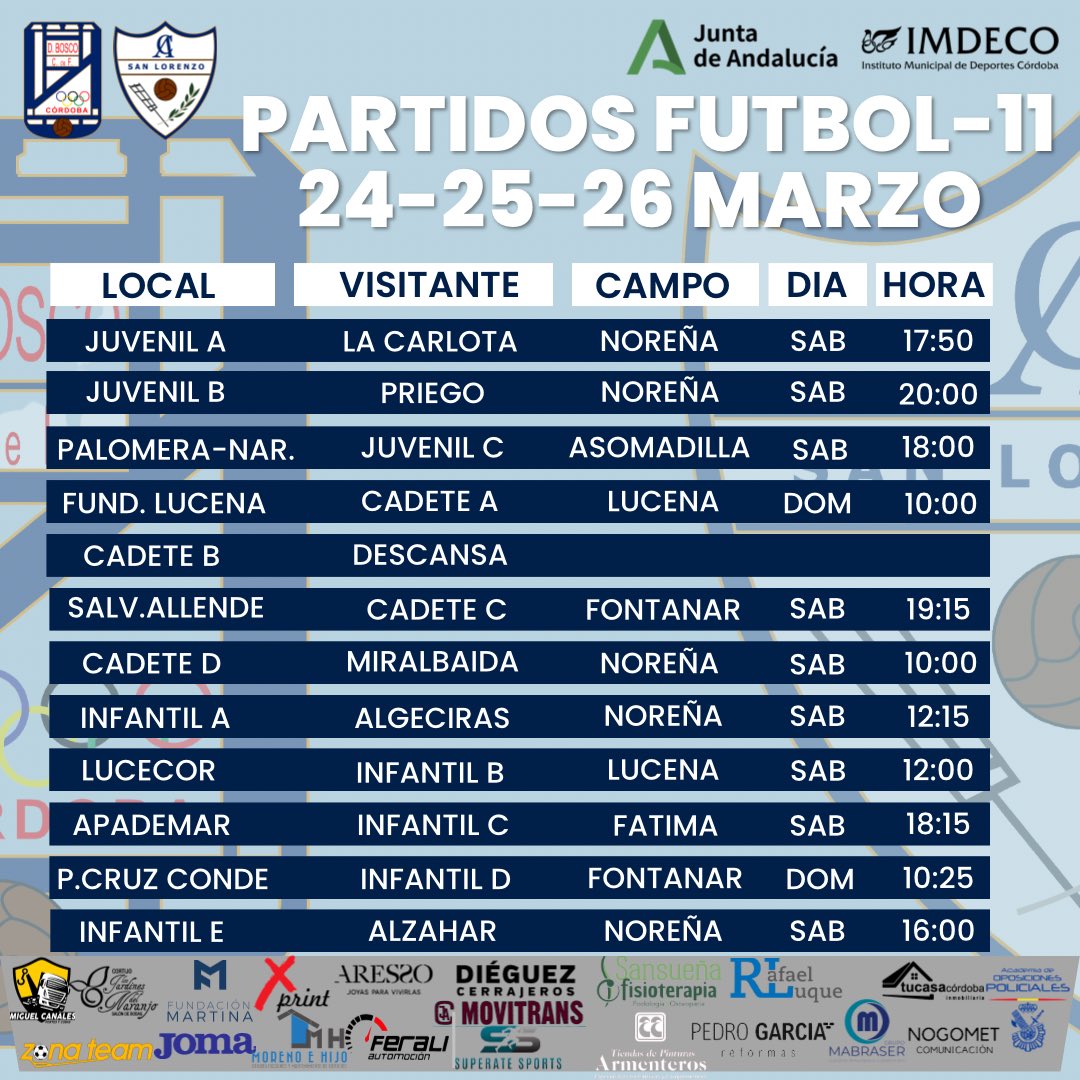 don_bosco_cf's tweet photo. ⚽️Para disfrutar a tope del buen tiempo ☀️os dejamos por aquí los partidos de este fin de semana
Suerte a todos los equipos 
Vamos blanquiazules 🤍💙
#DBCF
#SanLorenzo https://t.co/nt1iv6xIzo