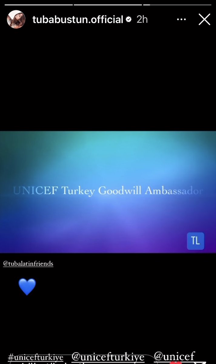 The Queen has been busy on IG today sending us a 😉 and UNICEF Türkiye for which she is a Goodwill Ambassador. What a happy day💙🥰

#TubaBüyüküstün 
#UnicefTurkey 
#EnTuForever 
#QueCulpaTieneEnTu