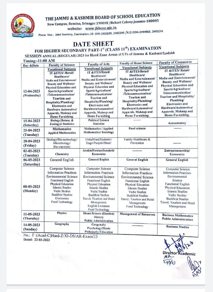 Avinash51871083's tweet photo. #jkbose declared Datesheet of class #10th #11th and #12th for #hardzone #jkut https://t.co/O40GbBU1XA