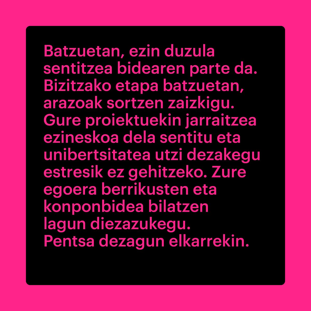 upvehu's tweet photo. Sentir que no puedes, que eres menos que los demás... todo ello es también parte del camino a recorrer. Estudiar una carrera no siempre es fácil. En la universidad, gracias a la Red de Escucha, habrá siempre alguien que te asesorará. Con ayuda, es mejor 
👉https://t.co/YCE7pTJuRO https://t.co/F9sXJzu6ij