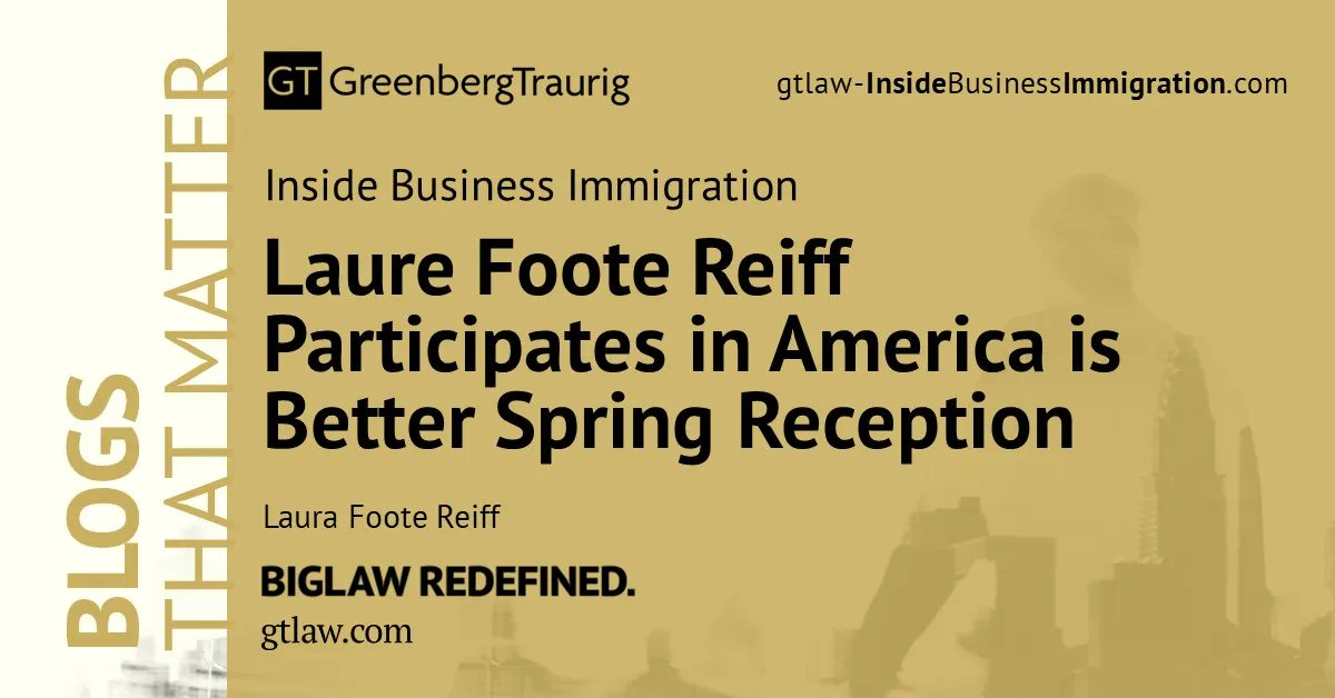 GTLawWomen's tweet image. .@GT_Law&apos;s Laura Foote Reiff participated in the America is Better Board&apos;s Spring Reception 2023, which featured a panel of speakers discussing the importance of the Afghan Adjustment Act &amp;amp; challenges facing recent immigrants. More: buff.ly/3K2Dkwc. #GTBlog #Immigration
