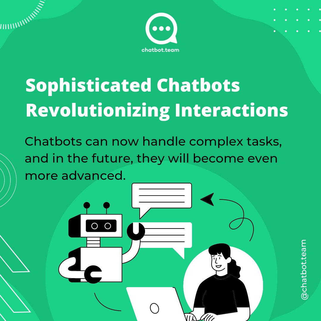 ChatbotTeam's tweet photo. ๐๐ค The future of chatbots and AI is full of possibilities! Our sophisticated chatbots are revolutionizing interactions by handling complex tasks, improving user experience, and understanding user intent. We're proud to lead the way in chatbot solutions. #chatbots #AI #tech https://t.co/sgs5qYHPro