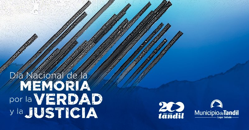 GobiernoTandil's tweet photo. Memoria, Verdad y Justicia.

Recordamos la lucha incansable por los derechos humanos en la búsqueda de Justicia y Verdad. 

Democracia para siempre #NuncaMás https://t.co/qVn7icTAhH