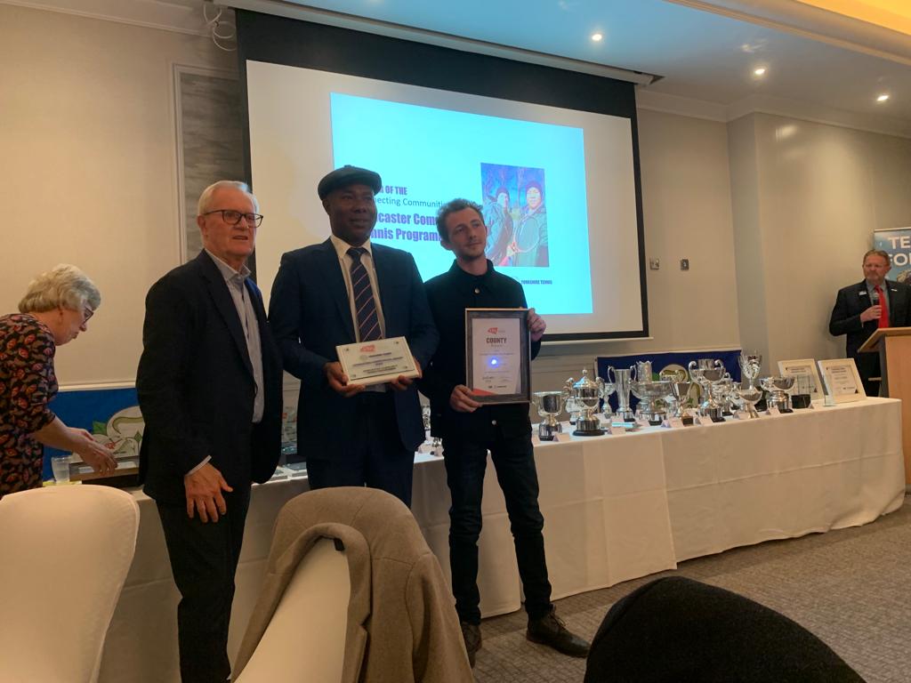 CFON_UK's tweet photo. Congratulations to @FinndoroObasi for his continuing community project winning a 2023 the LTA Tennis Award as the winner of the Connecting Communities category at the Yorkshire Tennis Awards https://t.co/ygKSQ9UVO0
