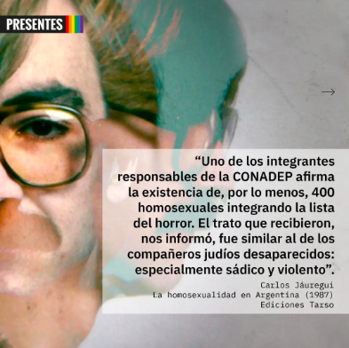 PresentesLatam's tweet photo. 🇦🇷 #24M
🌈¿De dónde surge la cifra de 400 detenidas LGBT+ durante el terrorismo de Estado?
🖊️Carlos Jáuregui contó que en 1985 sobre la nómina del CONADEP de diez mil personas denunciadas desaparecidas, cuatrocientas eran LGBT+.

📲Acá te contamos más: https://t.co/4f0BccVIhi https://t.co/a97MKNqmqu
