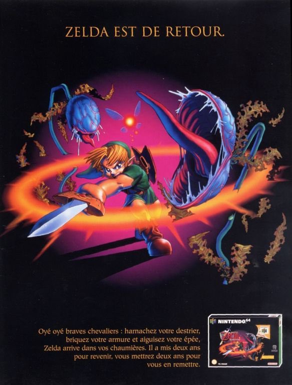 ZeldaAnecdotes's tweet photo. Zelda est de retour ! 

Enfin c’est Link sur l’affiche, mais le jeu Zelda est de retour, du coup la princesse aussi remarquez, et bah Link aussi du coup.

Bref, publicité française pour Ocarina of Time ! https://t.co/vGA7eVSBlV