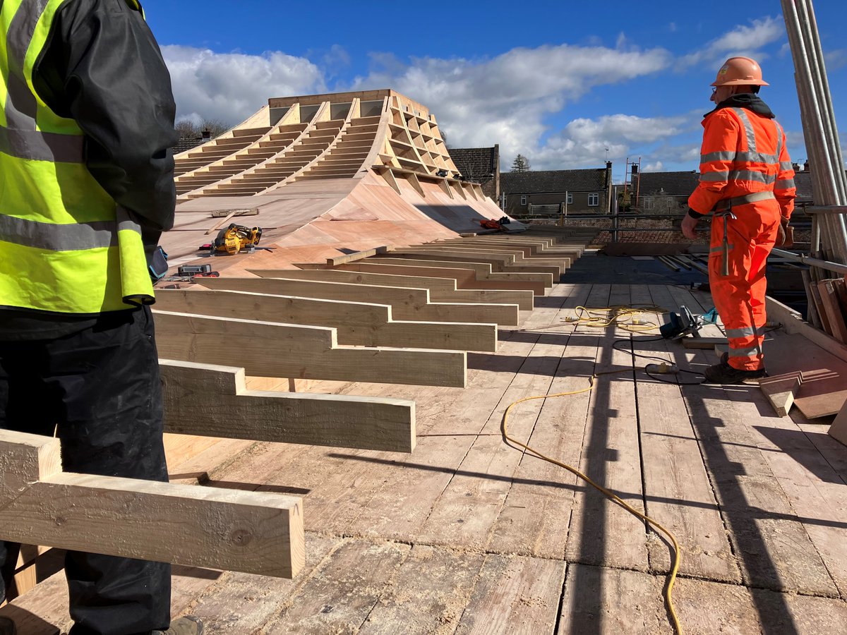 More photos of the Sherbourne installation - this time without the snow.

These spruce glulam curved pyramids are starting to really take shape.

 #timberconstruction #timberengineering #buildwithwood