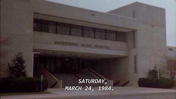 landofthe80s's tweet image. On this date in 1984 at 7 am, detention began at Shermer High School. #80s #80smovies #TheBreakfastClub #1980s