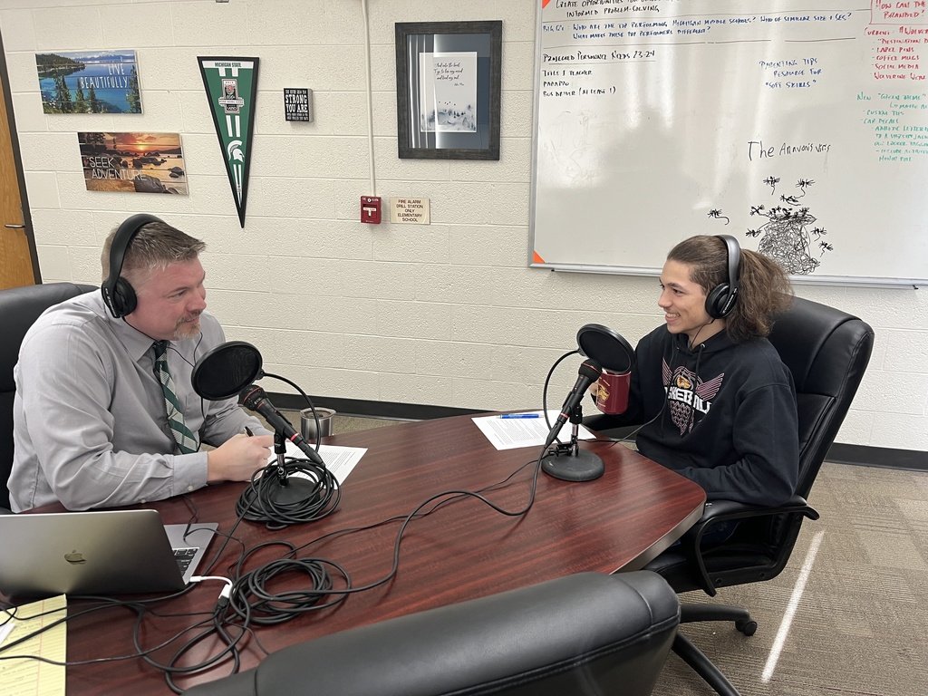 AGSschools's tweet photo. Episode 2 of the Senior Scoop is ready for your listening. Check out the podcast with guest senior Bryce Verdusco...sage words from a senior. #WolverinesLead #BreakingBarriers https://t.co/P10wH8RcbW https://t.co/1ybb6hlBVR