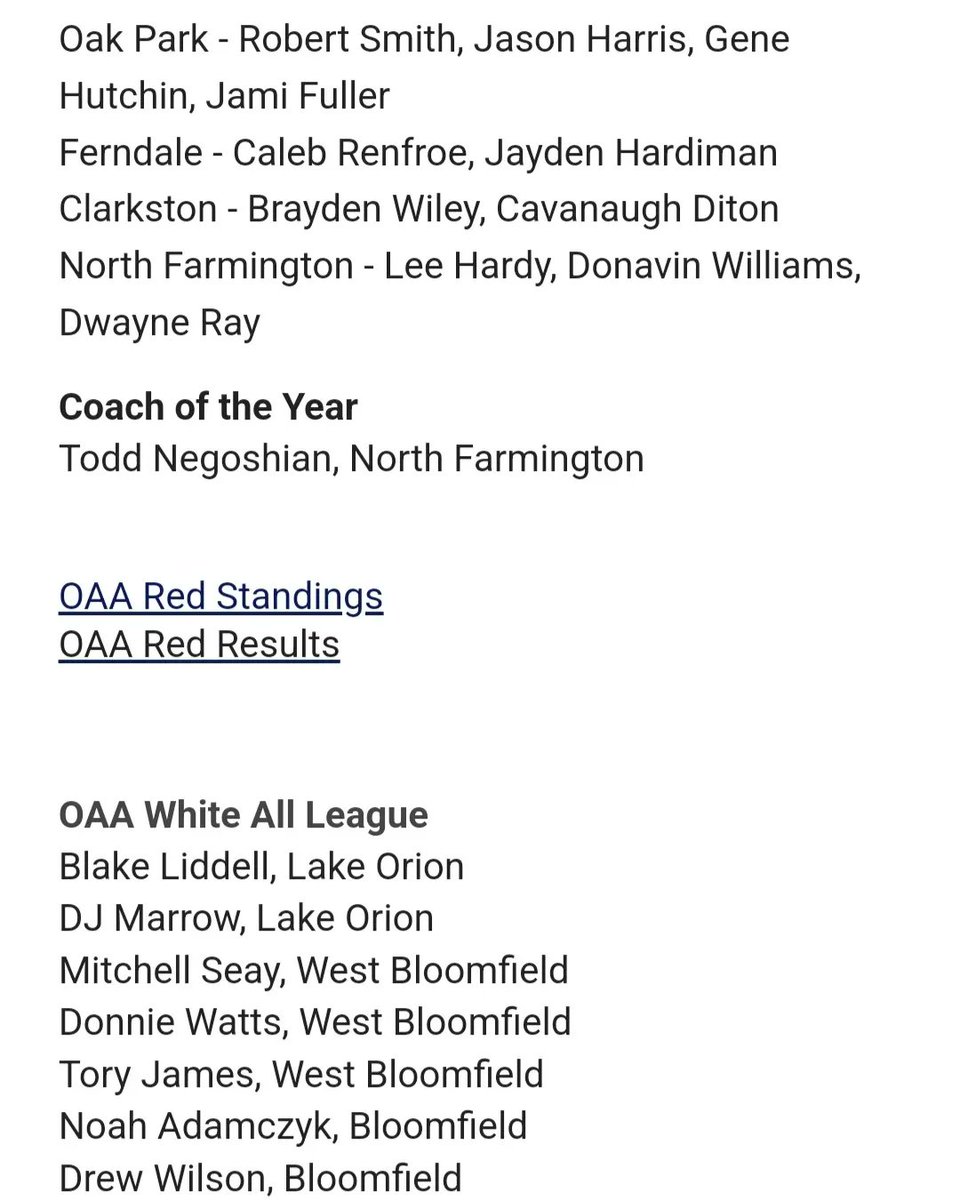 Congratulations to our guys who made "All League" in the OAA conference <a href="/ljwilliams10_/">Landon Williams</a>   <a href="/showtimeray13/">Dwayne Ray</a> (North Farmington) and <a href="/DonaldWattsIII1/">Donald Watts III</a> (West Bloomfield) #GreatLakesWarriorz