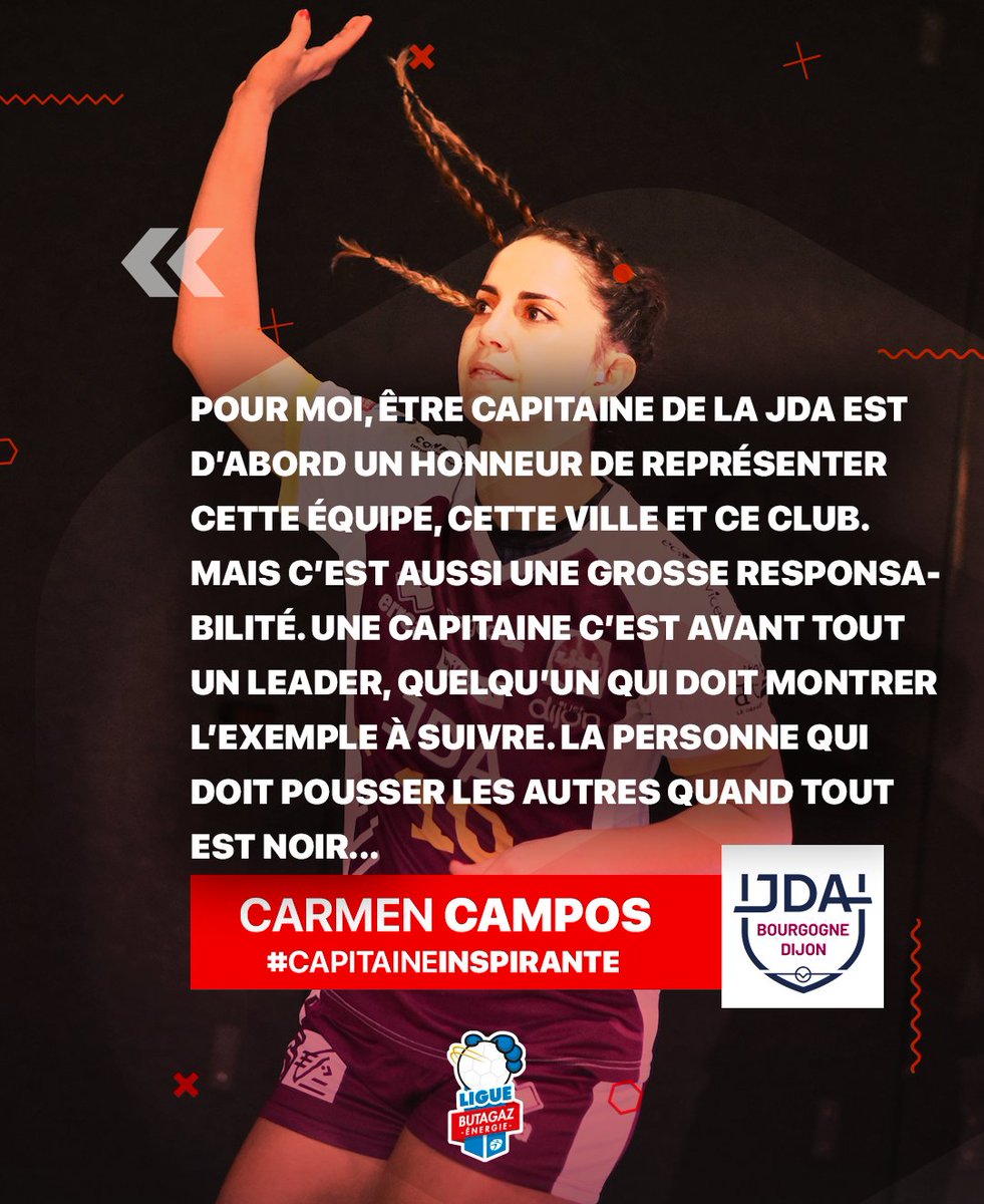 🗣 Meneuse de jeu percutante et inspirée de la <a href="/jdadijonhand/">JDA Handball</a>, Carmen Campos a su faire preuve d'un leadership qui lui a valu son brassard de capitaine !
😍Découvrez l'article bit.ly/42zGSgJ

#inspirante
