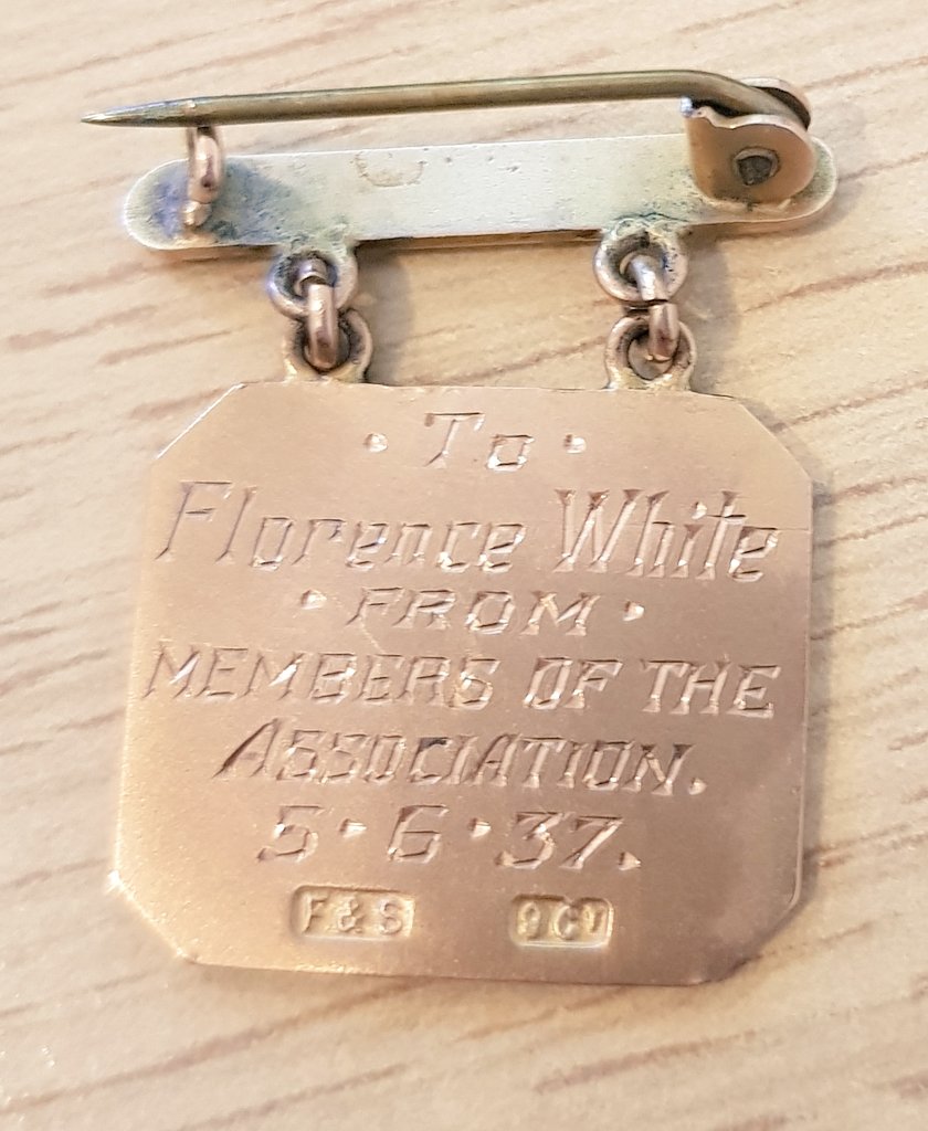 DrLaurenPadgett's tweet photo. I'm currently finishing my working week off auditing @BradfordMuseums' collections & I've come across timely #MuseumObject for #WomensHistoryMonth. A medal presented to #Bradford campaigner Florence White by the National Spinsters' Pension Association in 1937. https://t.co/2auePCxg3h
