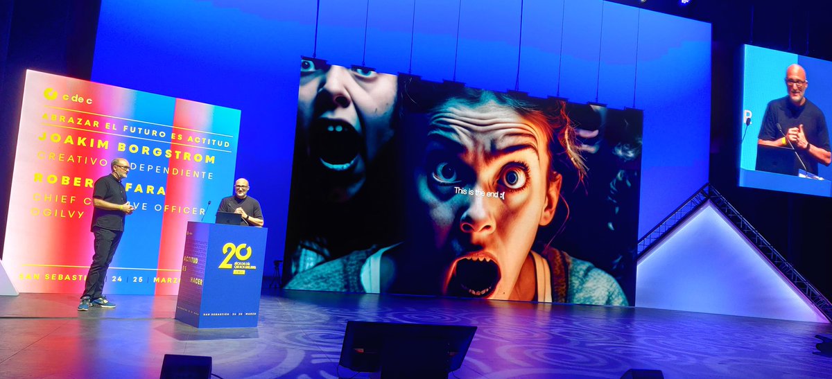 Como era previsible, la fiebre de IA ha contagiado al @clubdecreativos pero <a href="/robertofara/">Roberto Fara</a> y <a href="/joakimborgstrom/">jab</a> han ofrecido la visión más optimista. Este es el mejor momento que puede soñar un creativo #cdec