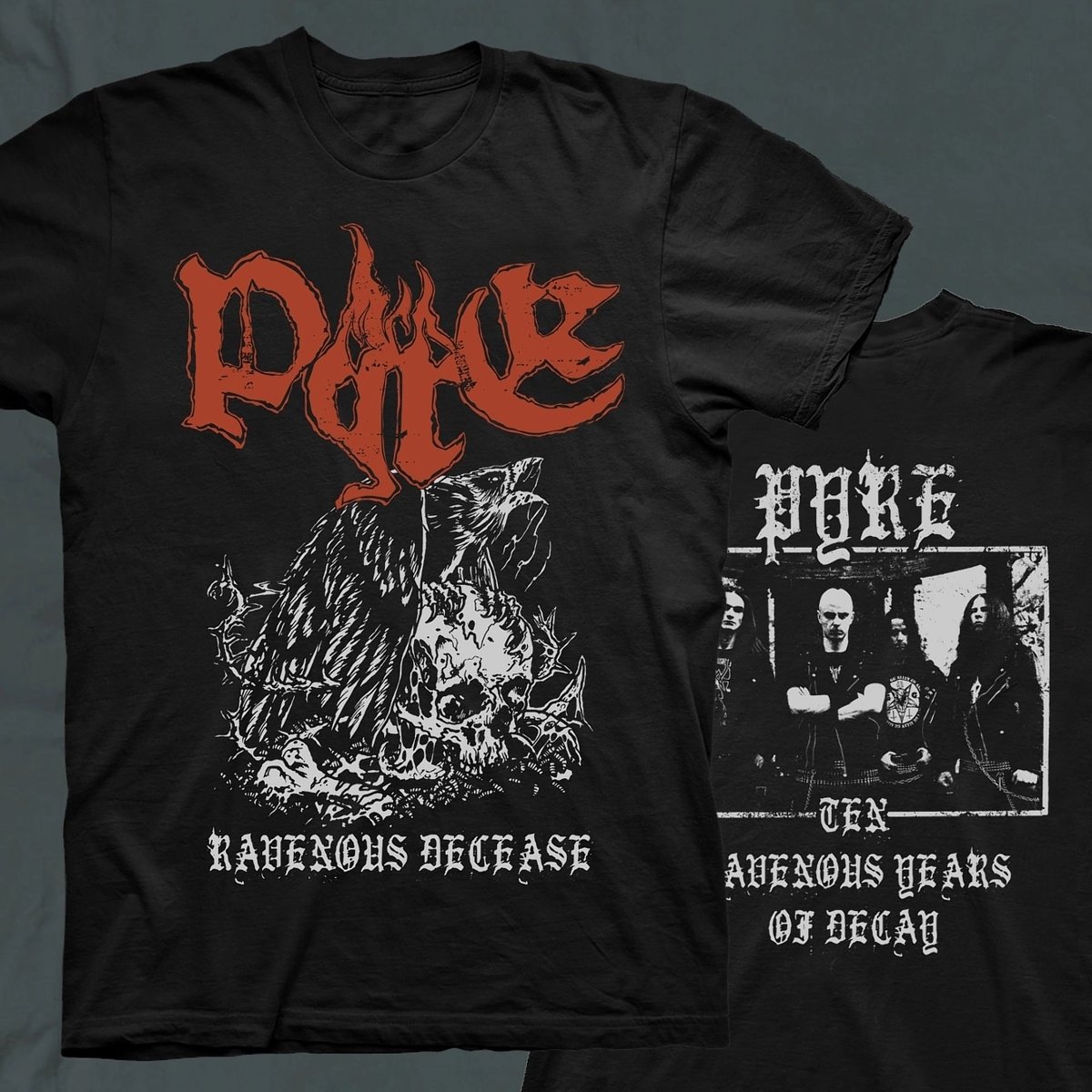 Pyreofdeath's tweet image. New run of Ravenous Decease t-shirt is up! Received and unpacked! You can get it via our Bandcamp page! 
pyredeathmetal.bandcamp.com/merch