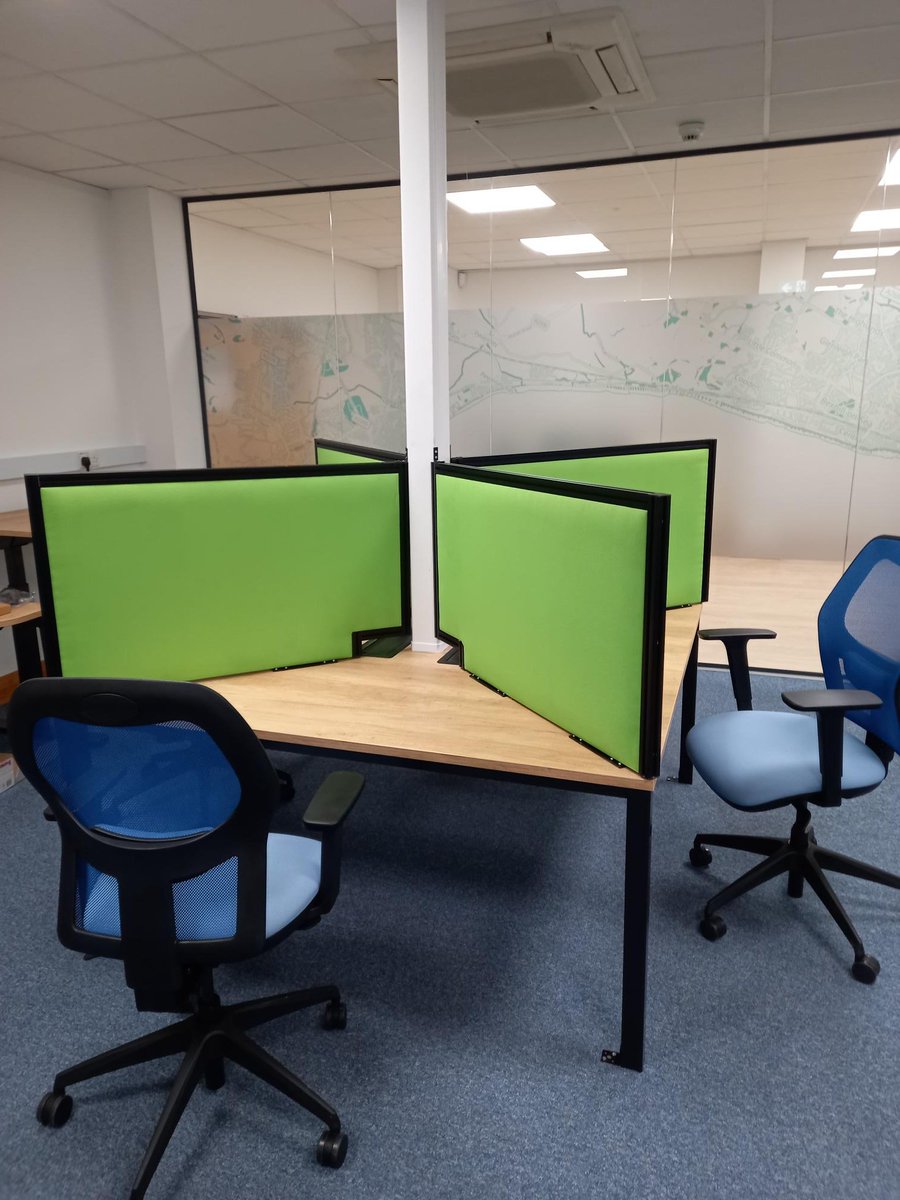 Team_Interiors's tweet photo. We have designed and fitted these bespoke desk top screens onto tables, with power, data and chairs previously supplied by us, for our customer in Eastbourne, to create a bespoke telesales area within their larger office space.

#officefurniture #screens #tables #eastbourne https://t.co/FauxKerwLX