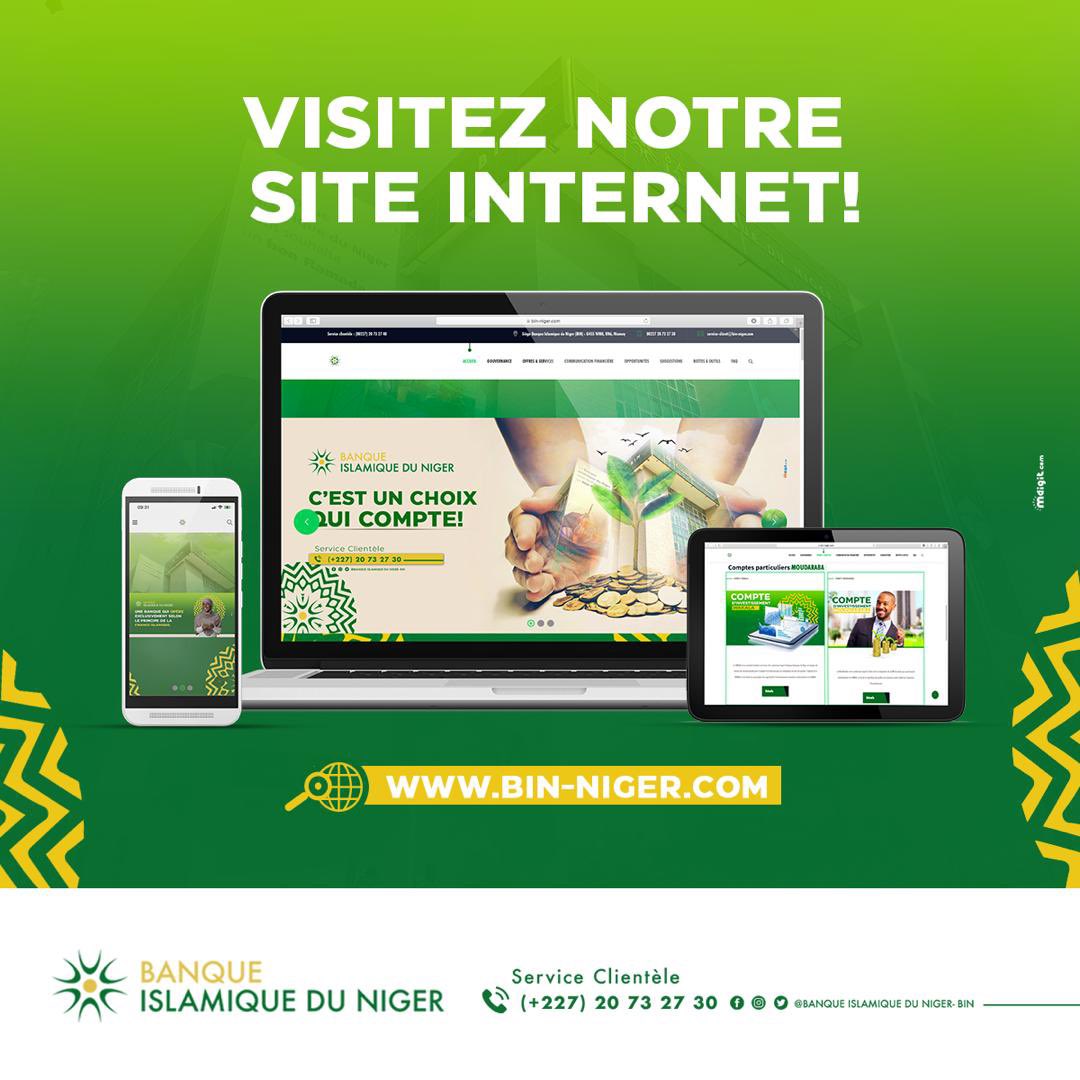 Nous rapprocher encore plus de vous reste notre priorité. Découvrez désormais toutes les informations nécessaires sur la BIN ainsi que ses services sur notre site Web :
bin-niger.com
_______________

La BIN , C’est un choix qui compte

#BanqueIslamiqueDuNiger #banque