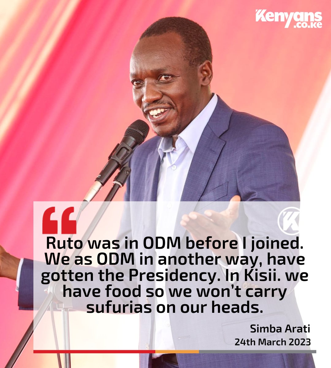 Kenyans's tweet photo. In Kisii, we have food so we won’t carry sufurias on our heads - Simba Arati https://t.co/fV0uusPJqe