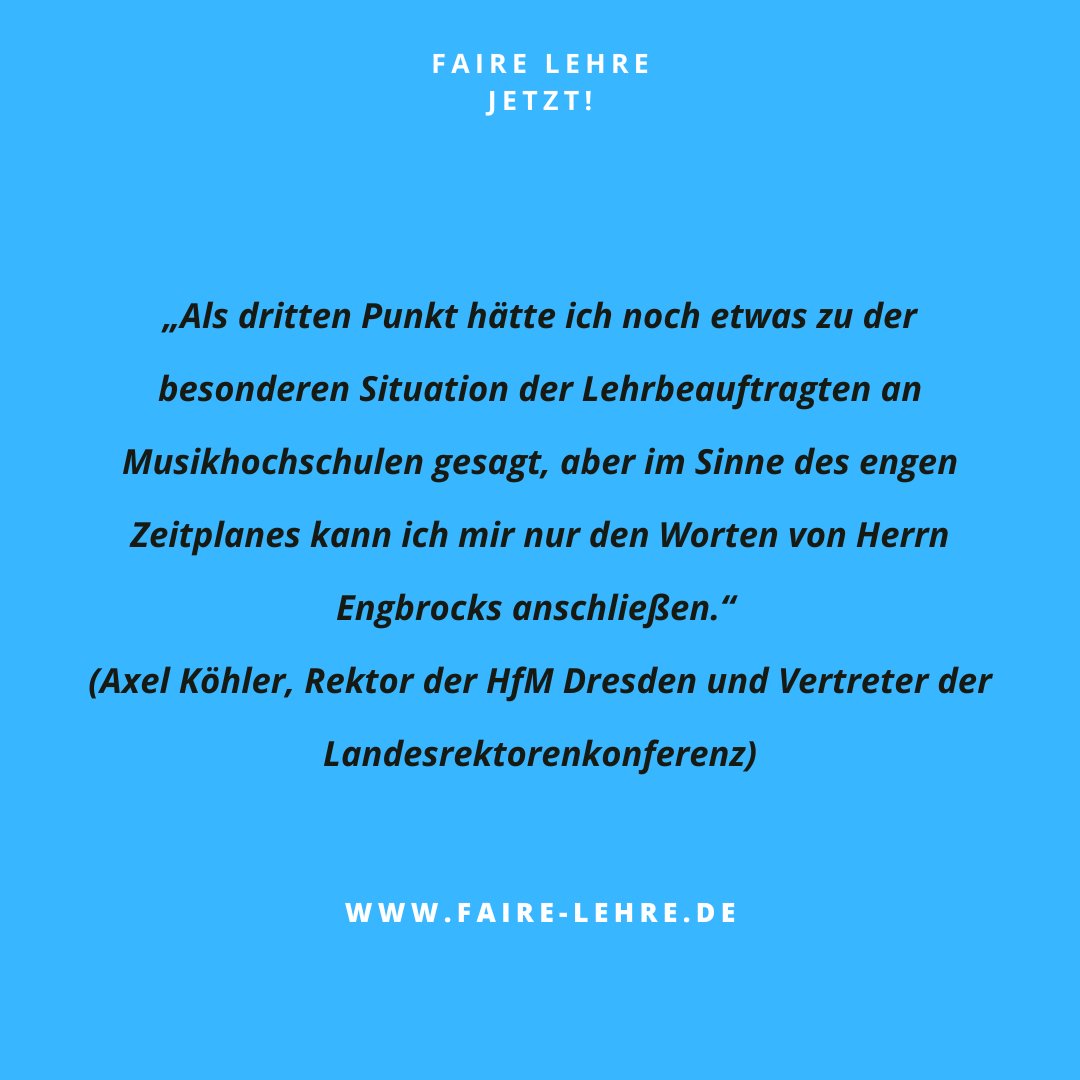 Alle Hochschulakteure sind sich einig: der Entwurf des Hochschulgesetzes muss dringend nachgebessert werden, damit die Lehrbeauftragten an Musikhochschulen endlich besser gestellt werden. @SMWK_SN <a href="/CDU_SLT/">CDU-Fraktion Sachsen</a> <a href="/SaxGruen/">GrüneFraktionSachsen</a> <a href="/spdsaxlt/">SPD-Fraktion Sachsen</a>