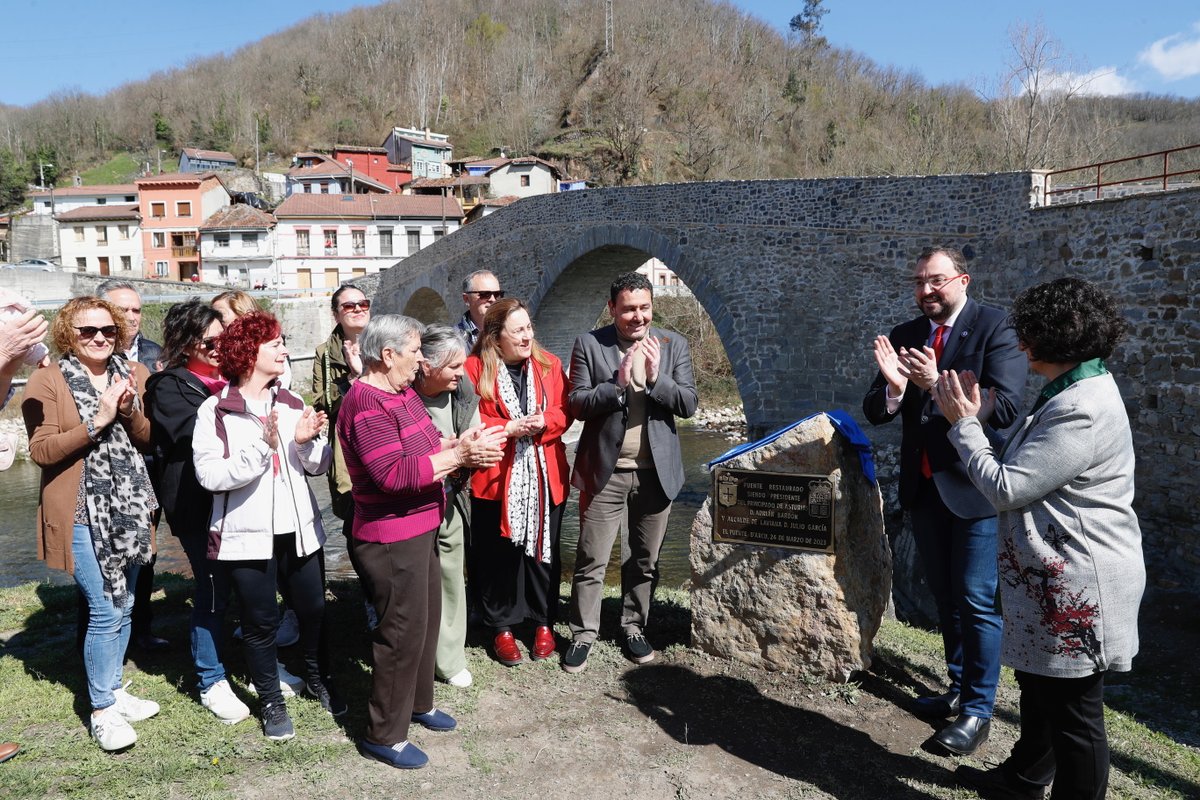 📢El <a href="/GobAsturias/">Principado de Asturias</a> culmina la rehabilitación de 𝓔𝓵 𝓟𝓾𝓮𝓷𝓽𝓮 𝓭’𝓐𝓻𝓬𝓾, en #Laviana
💶 Inversión: 𝟯𝟳𝟱.𝟬𝟬𝟬 𝗲𝘂𝗿𝗼𝘀 
☀️El presidente <a href="/AdrianBarbon/">🌹 Adrián Barbón 💙💛</a> ha visitado la actuación con el alcalde de <a href="/LavianaGobierno/">LavianaGobiernoLocal</a>, Julio García, y las consejeras Berta Piñán y <a href="/lydiaespina/">Lydia Espina ツ</a>