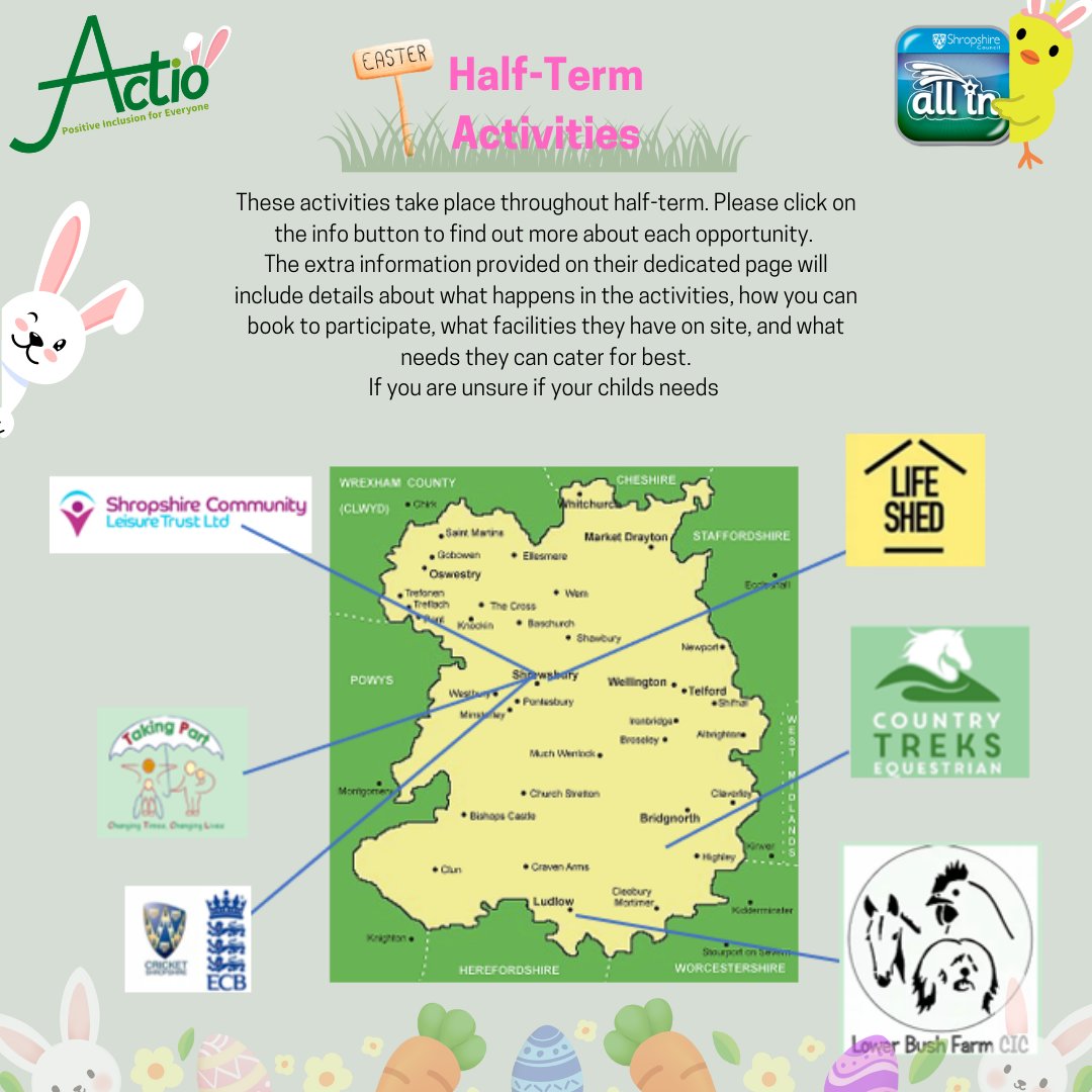 We have updated our holiday activities - but to make it easier, we have collated them into this table! 
Some of the expected dates and activities have been tweaked this half term due to the bank holidays, so please check the website
ow.ly/ZQEk50NrbNQ