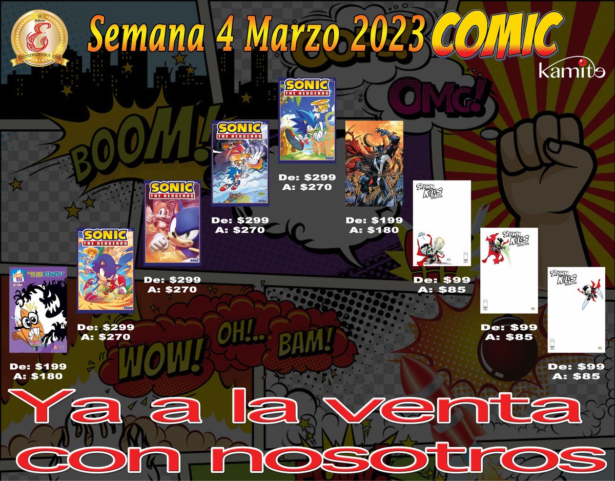 distribuidoejeo's tweet photo. Ya tenemos a la venta los cómics de editorial Kamite, correspondientes a la cuarta semana del mes de Marzo de 2023.
#distribuidoraejeo #kamite #cómics #djcool #sonic #spawn https://t.co/xoxEArjshu