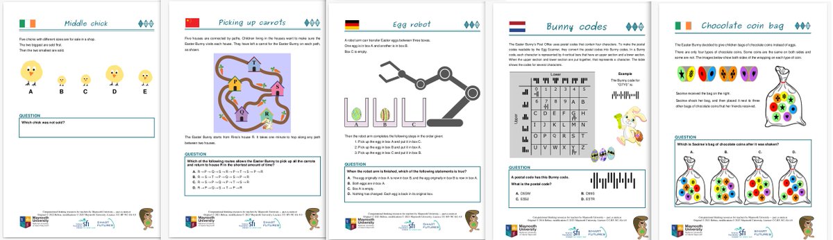 Five new Easter-themed computational thinking tasks for primary and secondary schools are now available on our website pact.cs.nuim.ie/resources. We hope students will enjoy tackling them ahead of the Easter break. 🐣
#Bebras #ComputationalThinking
@MU_CompSci @scienceirel