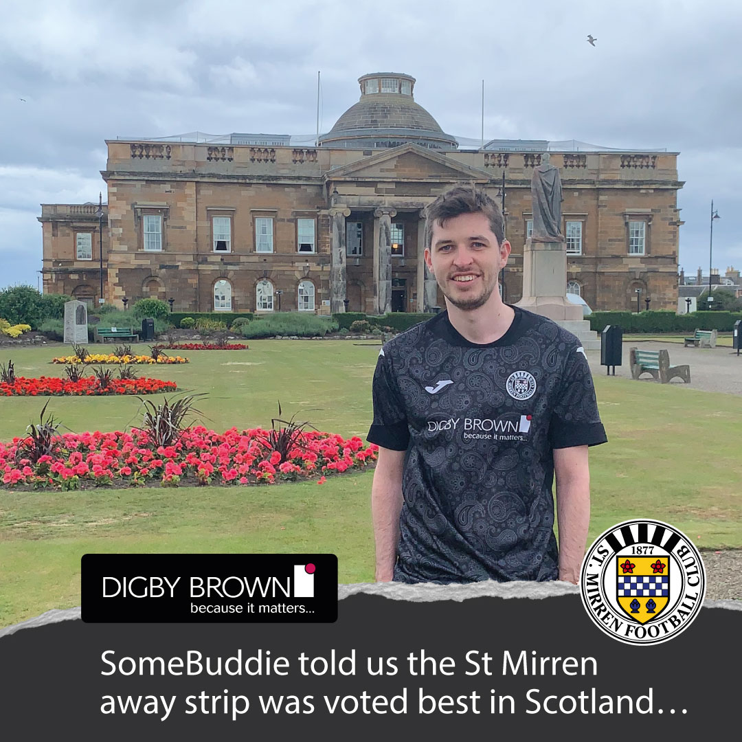DigbyBrownLLP's tweet photo. Looking ‘Buddie’ good, @saintmirrenfc! Delighted to see the away strip voted as best football kit for the season* - can't beat a classic ⚽

#StylishBuddies #PaisleyPattern #Buddies #SPFL #FootballMatters #ProudSponsor #COYS

*As reported in The Scottish Sun and The Herald https://t.co/9EgEkMY5jz