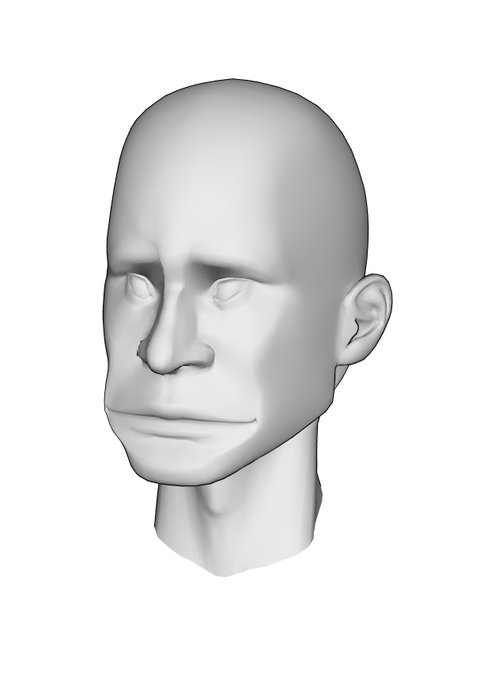 クリスタ2.0の新機能で作った今野輝常頬の輪郭を再現するために口を大きくしてあります 