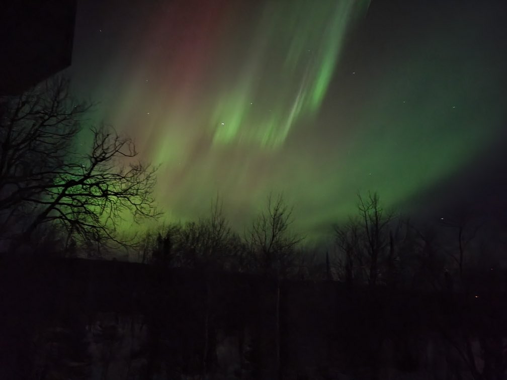The Aurora Borealis from our driveway last night- Spring has come!