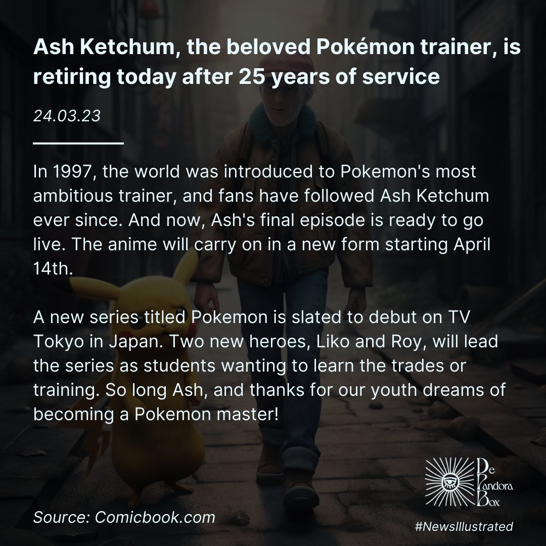 Ash Ketchum, the beloved Pokémon trainer, is retiring today after 25 years of service
comicbook.com/anime/news/pok…