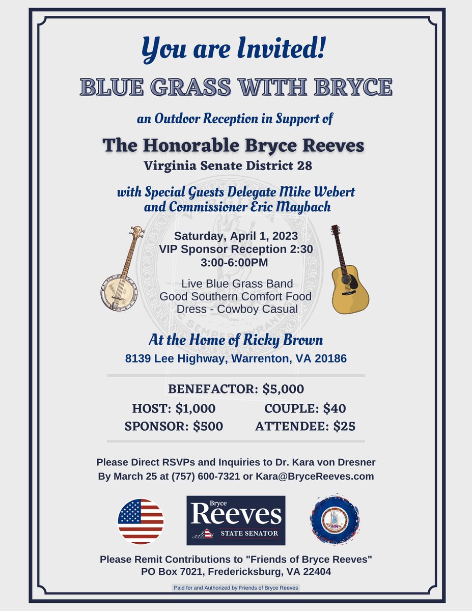 ReevesVA's tweet photo. Upcoming events - save the dates and join us! #brycereeves #gopproud28 #resultsnotrhetoric https://t.co/O9IeiRPr87