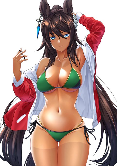 【ウマ娘】
ジャージの下は水着のクリスエス♪
#ウマ娘 
#シンボリクリスエス 