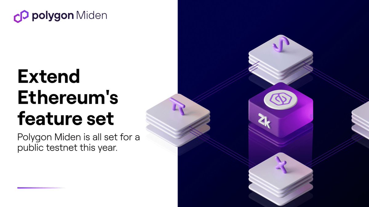 Polygon Miden is a zk optimised rollup that prioritises zk friendliness over EVM compatibility. This post outlines the motivation behind Miden, and an overview of its design & goals. We would LOVE for 🫵🏽 to share your thoughts & feedback. Dig in 🍽️ polygon.technology/blog/polygon-m…