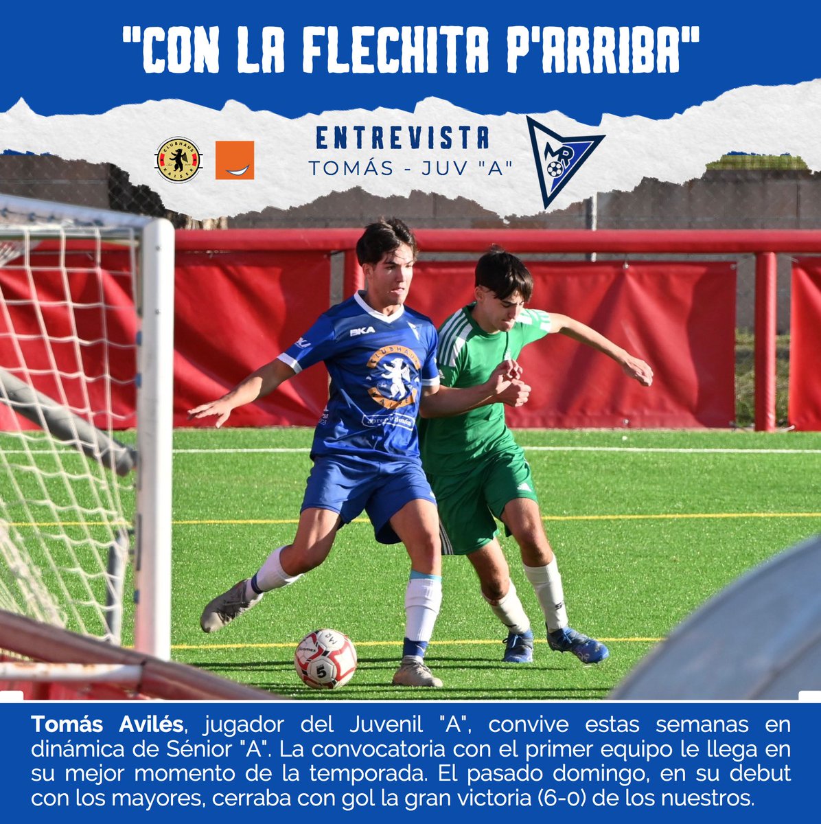 CFMadridRio's tweet photo. CON LA FLECHITA ↗️💙 | #Tomás #JuvenilA

🗣️🎙️ Tomás Avilés, jugador del Juvenil “A”, convive estas semanas en rutina de Sénior “A”. La convocatoria con el primer equipo le llega en su mejor momento. El domingo, en su debut, cerró con gol la gran victoria (6-0) del equipo.

👏🏻 🔝 https://t.co/PoKsgwitks